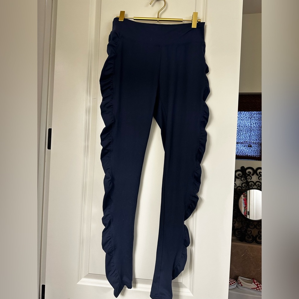 Soybu Blue Leggings with Ruffle Detail